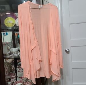 Elle Women's Open Front Drapped Waterfall Cardigan Sheer Panels Size Small Casua